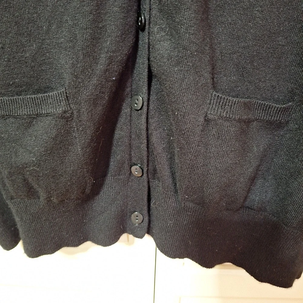 Isaac Mizrahi Live Womens Black V-Neck Button Front Cardigan Sweater XXL Pockets